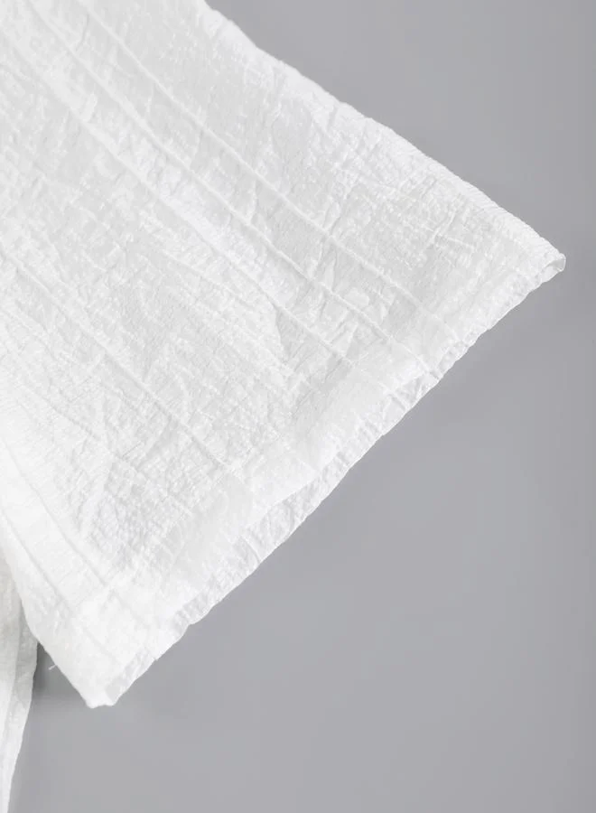 Take Two  Men White Textured Short Sleeve Shirt for Men | Best Price UAE